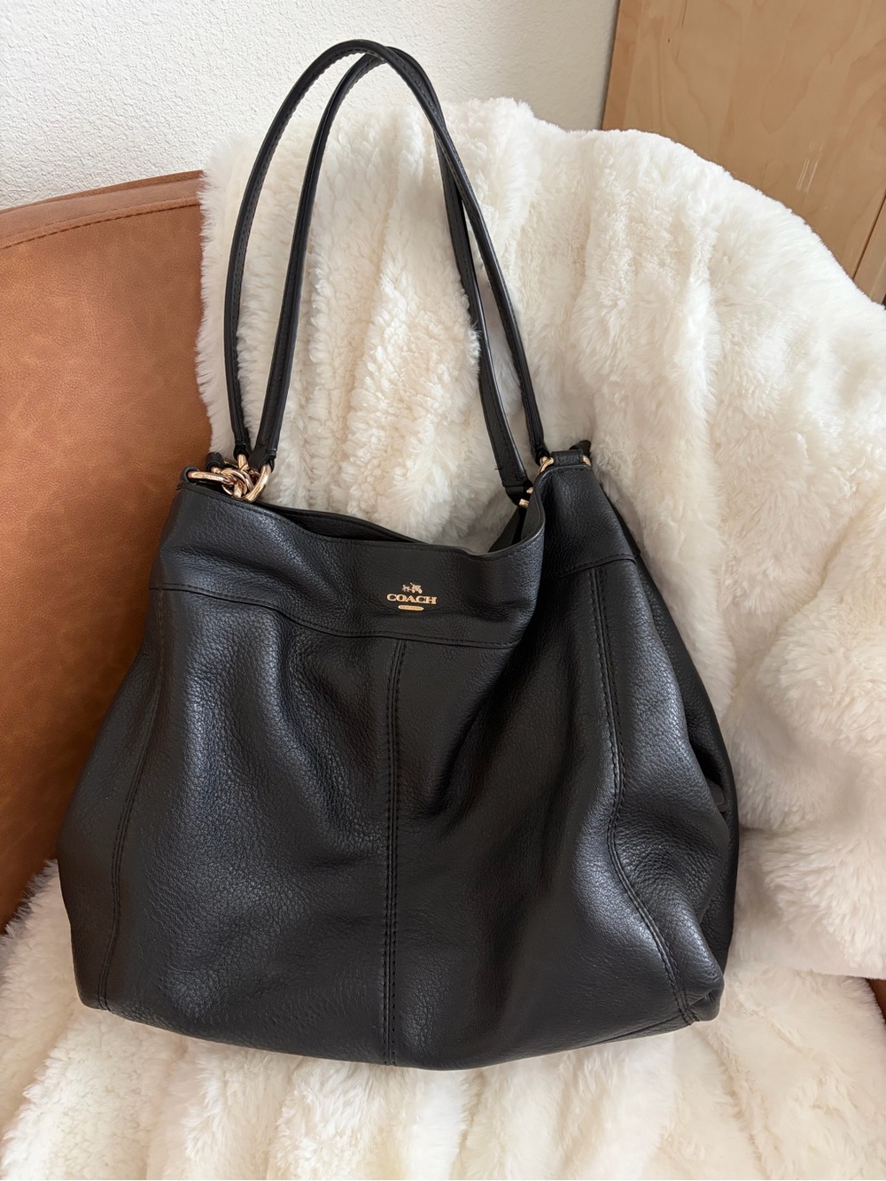 Coach Scout Black Pebbled Leather Hobo with Gold Accent Hardware